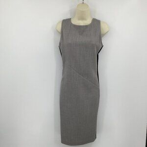 DVF Diane von Furstenberg Leigh Woven twill gray black dress sheath new 10